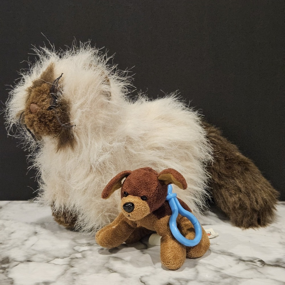 Webkinz Himalayan Long Hair‎ Cat Plush + Lil Kinz Brown Dog Lot Ganz
